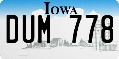 IA license plate DUM778