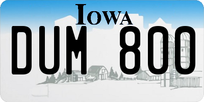 IA license plate DUM800
