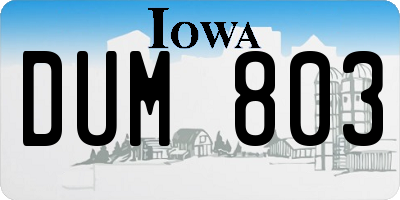 IA license plate DUM803