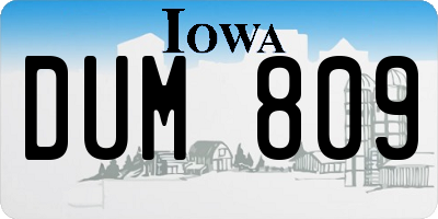 IA license plate DUM809