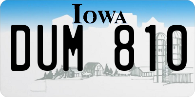 IA license plate DUM810