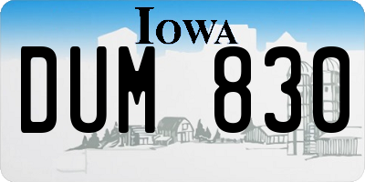 IA license plate DUM830