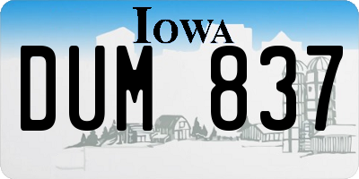 IA license plate DUM837