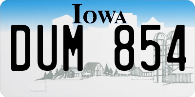 IA license plate DUM854