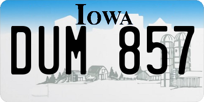 IA license plate DUM857