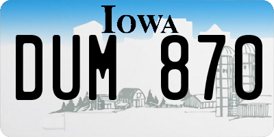IA license plate DUM870