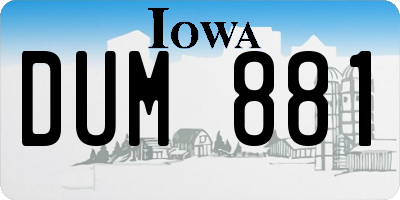 IA license plate DUM881