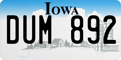 IA license plate DUM892