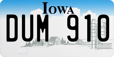 IA license plate DUM910
