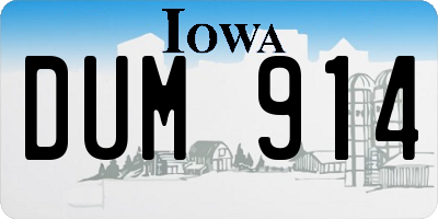 IA license plate DUM914
