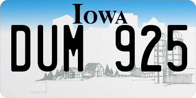 IA license plate DUM925