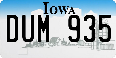 IA license plate DUM935