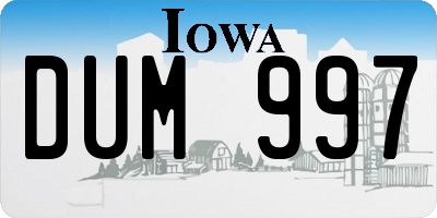 IA license plate DUM997