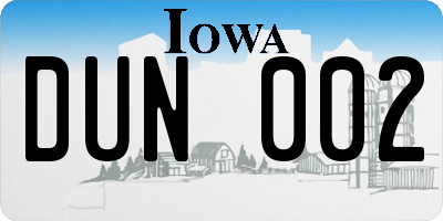 IA license plate DUN002