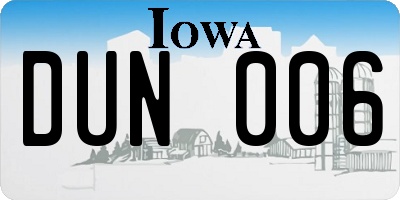 IA license plate DUN006