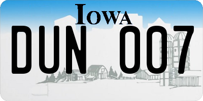 IA license plate DUN007
