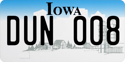 IA license plate DUN008