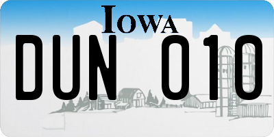 IA license plate DUN010