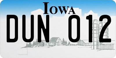 IA license plate DUN012