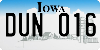 IA license plate DUN016