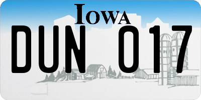 IA license plate DUN017