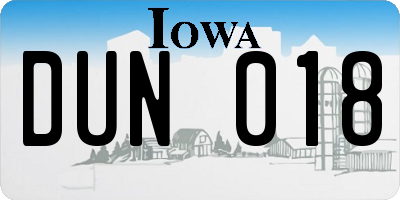 IA license plate DUN018