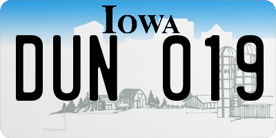 IA license plate DUN019