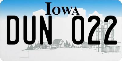 IA license plate DUN022