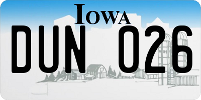 IA license plate DUN026