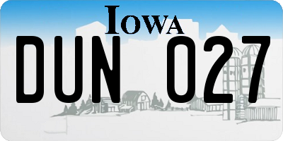 IA license plate DUN027