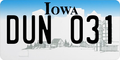 IA license plate DUN031
