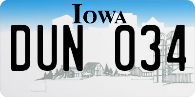 IA license plate DUN034