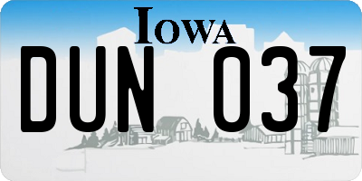 IA license plate DUN037