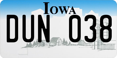 IA license plate DUN038