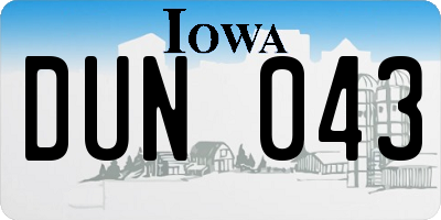 IA license plate DUN043