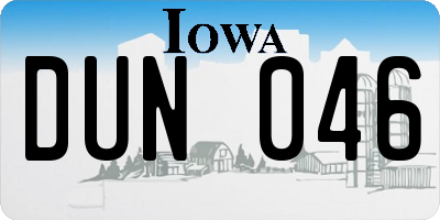 IA license plate DUN046
