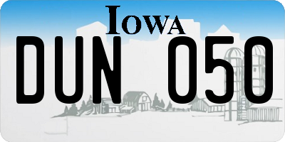 IA license plate DUN050
