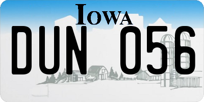 IA license plate DUN056