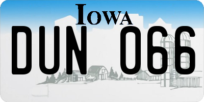 IA license plate DUN066