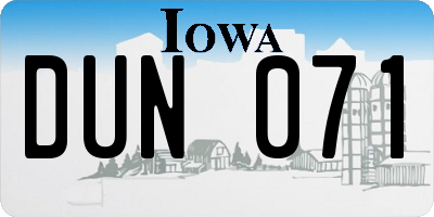 IA license plate DUN071