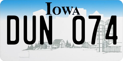 IA license plate DUN074