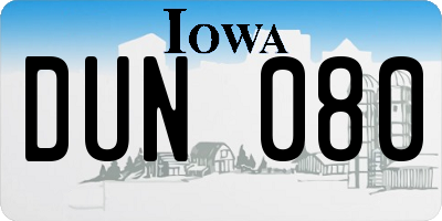 IA license plate DUN080
