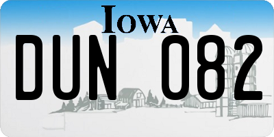 IA license plate DUN082