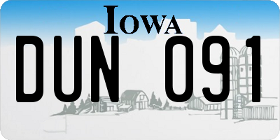 IA license plate DUN091