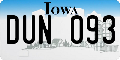 IA license plate DUN093