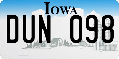 IA license plate DUN098