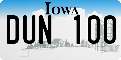 IA license plate DUN100