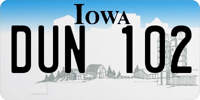 IA license plate DUN102