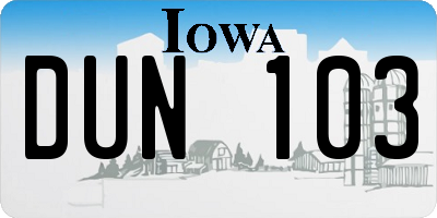 IA license plate DUN103