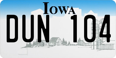 IA license plate DUN104